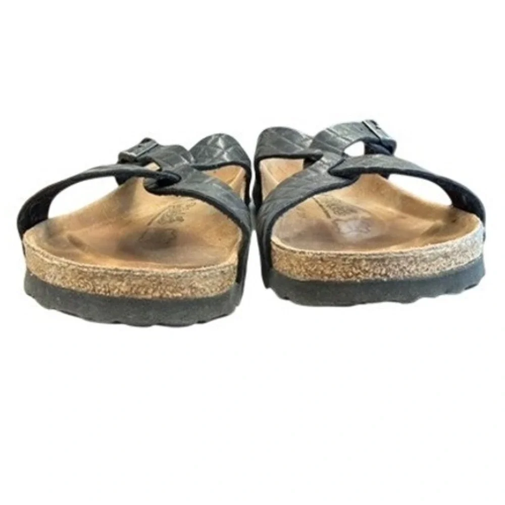 Birkenstock Birki's Womens Black Quilted Buckle Slide Sandals Size 38 L7 M5
